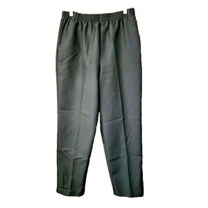DonnKenny PETITE Pants 10P Dark Gray Pull On Elastic Waist 100% Polyester